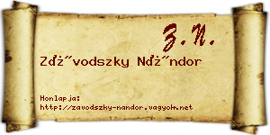 Závodszky Nándor névjegykártya