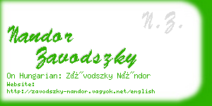 nandor zavodszky business card